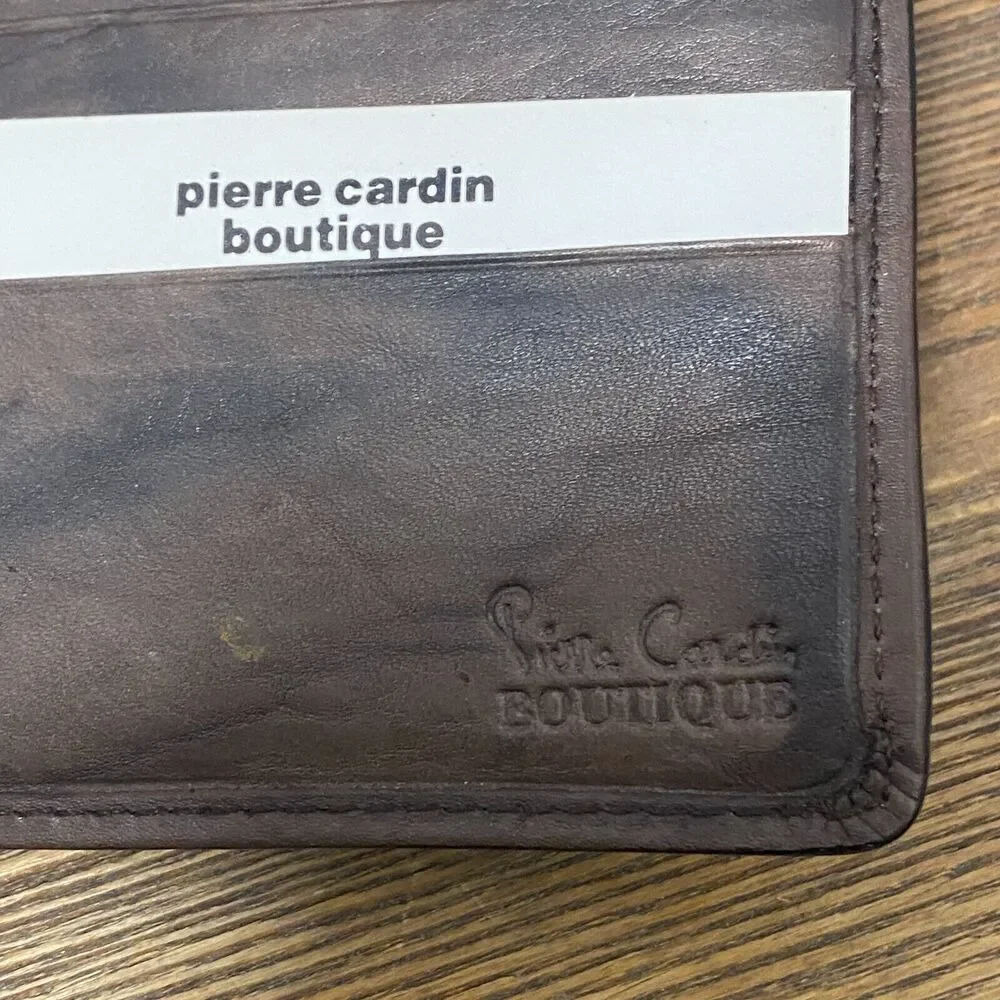 VTG Pierre Cardin Boutique Men Leather Hipfold Wallet Deadstock Gift Box NEW